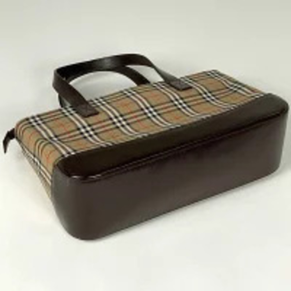Burberry Check Brown Canvas Handbag Brown